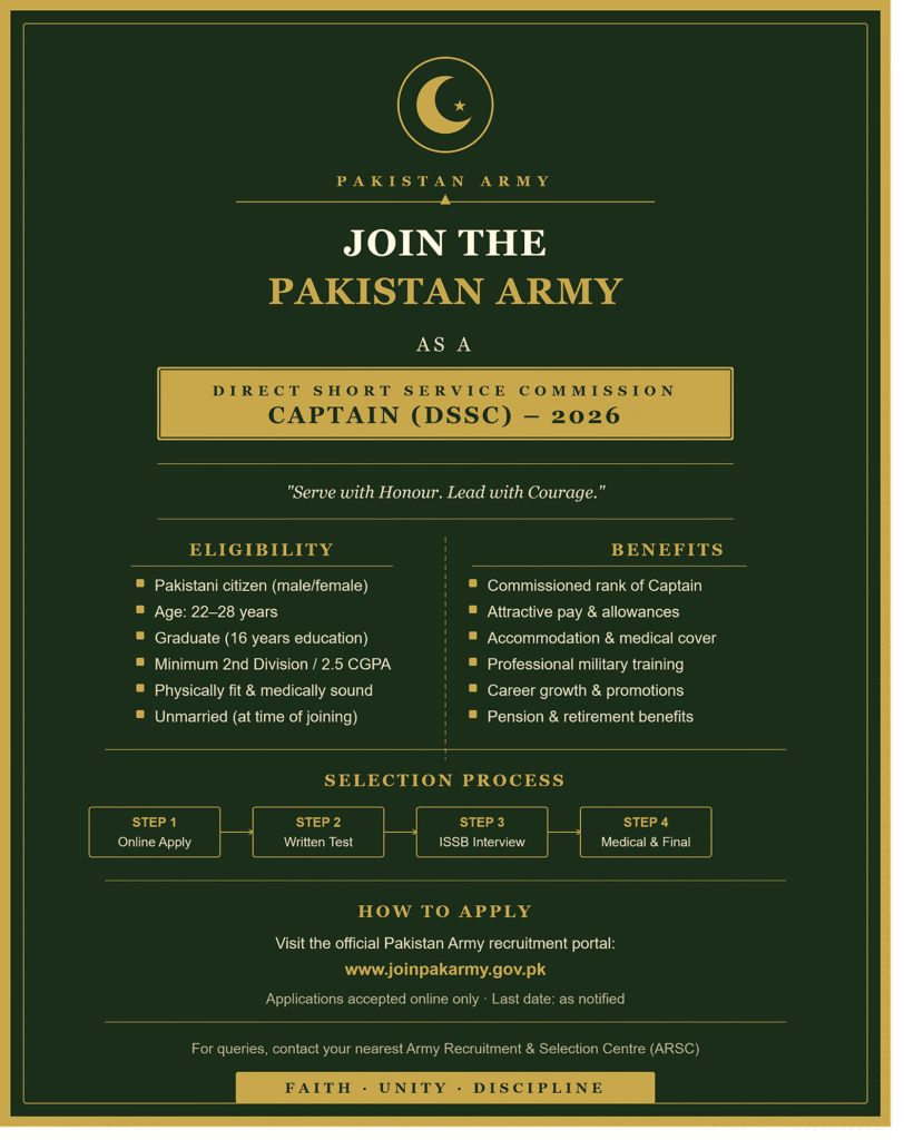 Pakistan Army Jobs 2026.
