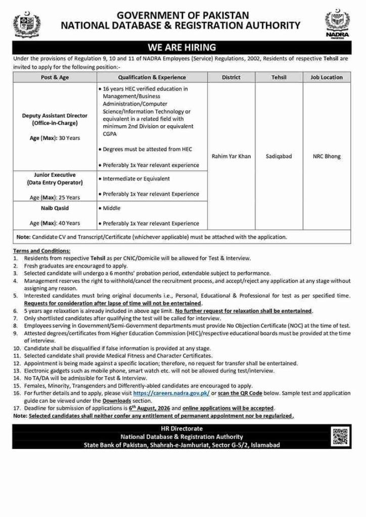 Nadra Jobs 2026 Apply Online