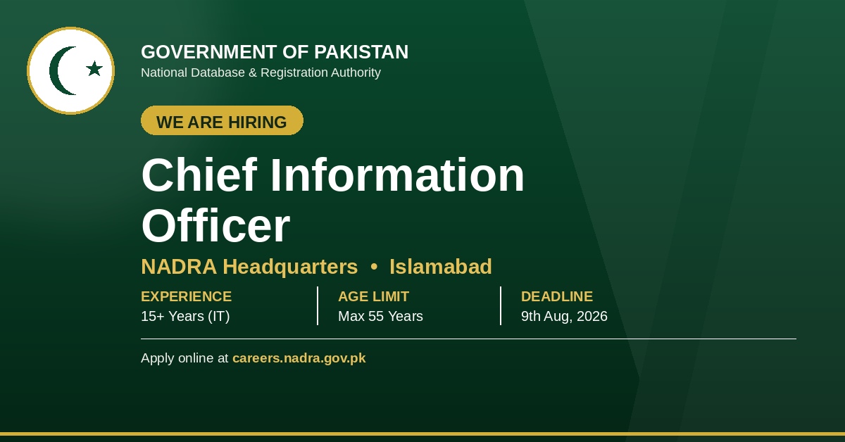 Chief Information Officer (CIO) NADRA Jobs 2026