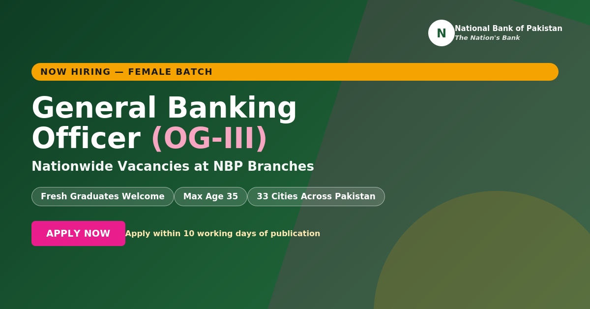 General Banking Officer NBP Jobs