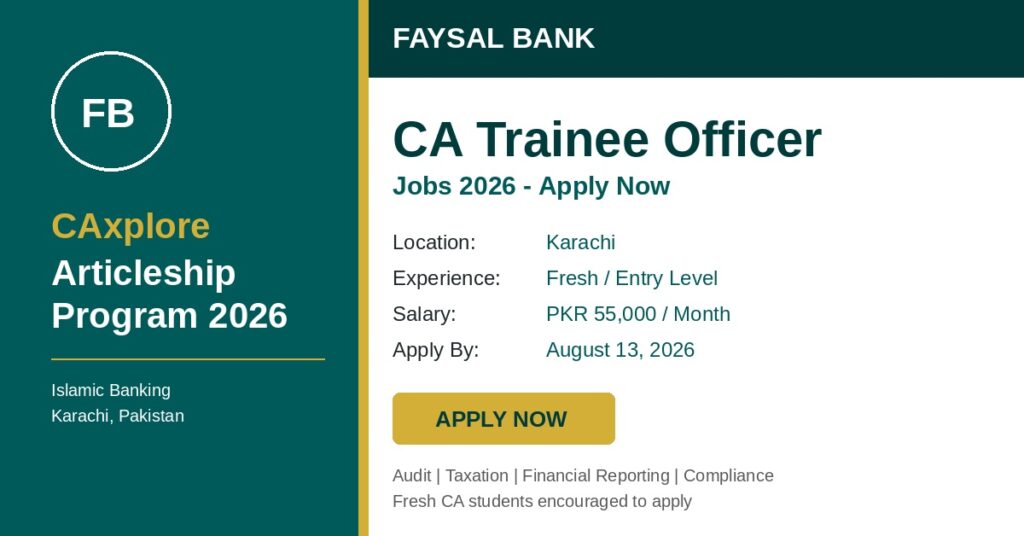 Faysal Bank CA Trainee Officer Jobs 2026