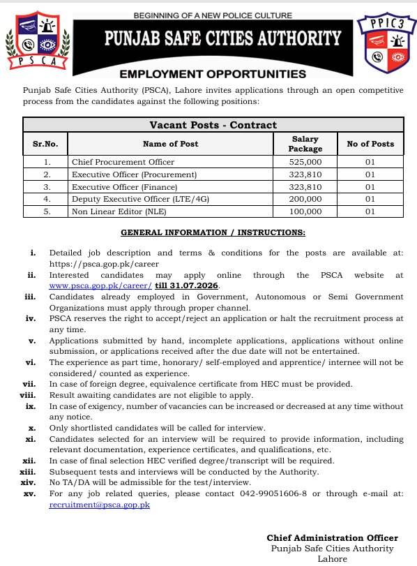 PSCA Jobs 2026
