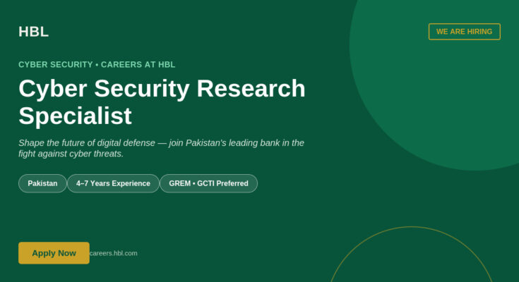 HBL Cyber Security Research Specialist Jobs 2026