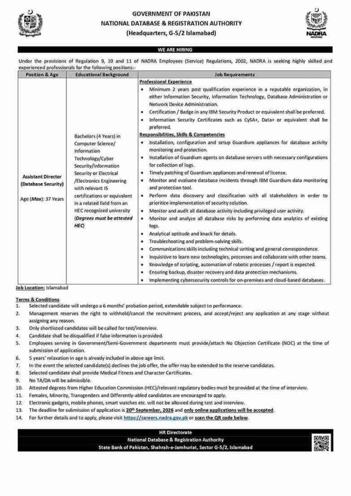 NADRA Islamabad Jobs