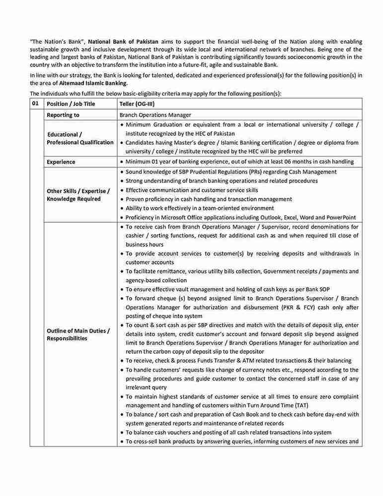 NBP Teller Jobs 2026