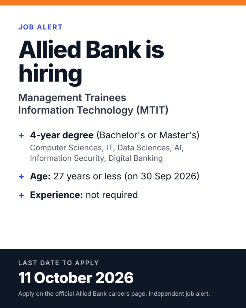 Allied Bank MTIT Jobs 2026