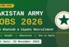 Pakistan Army Jobs 2026: Age, Height, Education and Apply Method